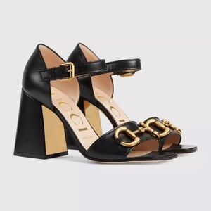 Gucci Black and Gold Women's Heels